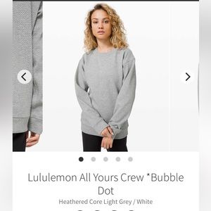Lululemon All Yours Crew *Bubble Dot, Heathered Core Light Grey / White, Sz 6